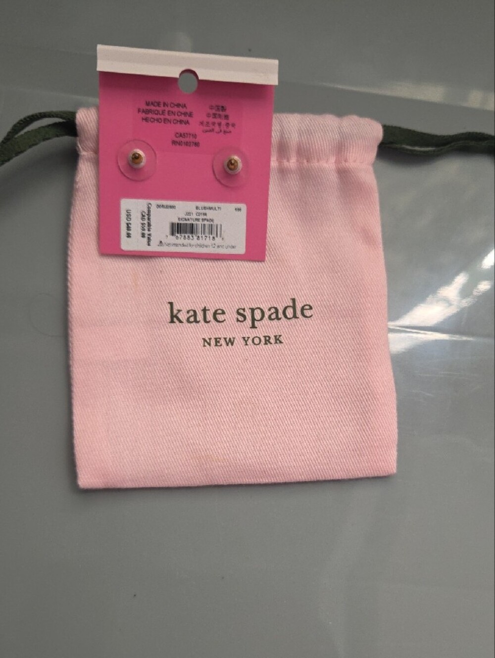 kate spade Pink Heart Enamel Stud Earrings with Gold-Tone Trim - Picture 2 of 3